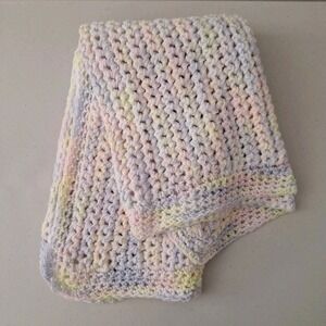 Baby‎ or Throw Blanket Crochet NEW Handmade 30 x 40 Pink Yellow White Lgt Purple